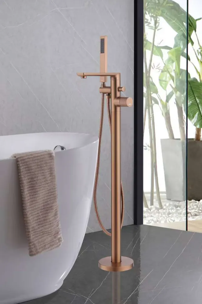 Смеситель ABBER Rund AF8715MRG напольный, розовое золото матовое — фото 2, Смесители напольные