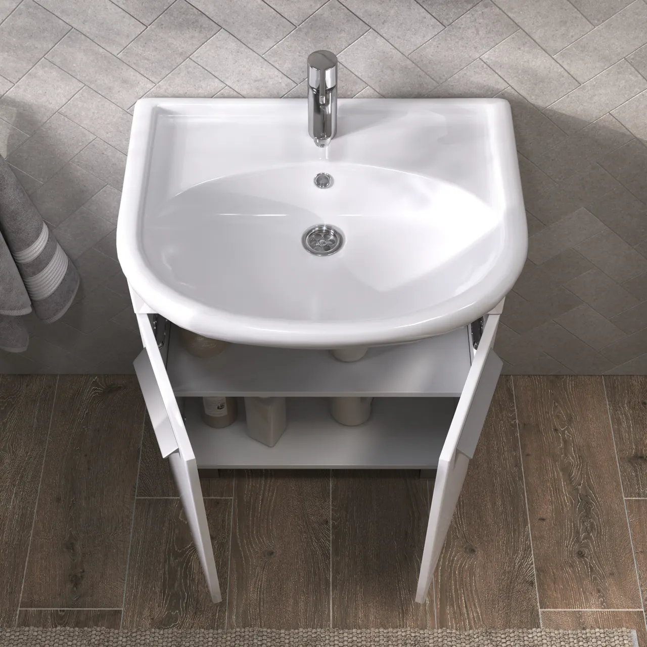 Товар: Тумба под раковину VIGO Hoska 60 напольная белый (230) - фото 4 Тумба под раковину VIGO Hoska 60 напольная белый (230) — фото 4, Тумбы под раковину