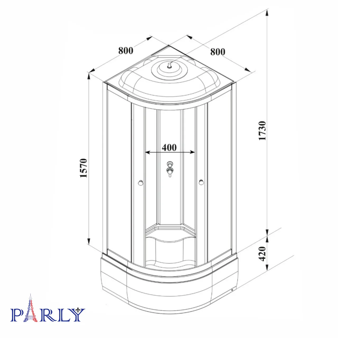 Кабина BETT821 душевая PARLY (80х80х215) — фото 6, Душевые кабины