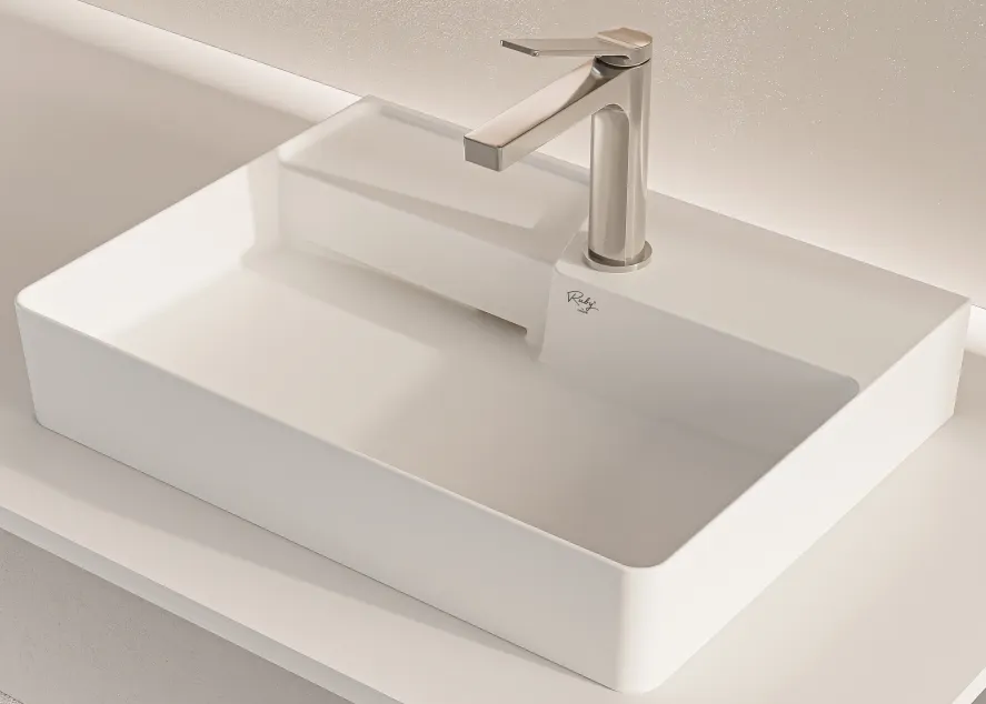 CREAVIT Раковина мебельная накладная БЕЛАЯ МАТОВАЯ RB062-00MB42E-0000 — фото 1, Раковины накладные