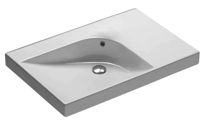 Раковина HATRIA GRANDANGOLO YXNS01 накладная или на тумбу без отверстия с переливом цвет белый — фото 1, Раковины