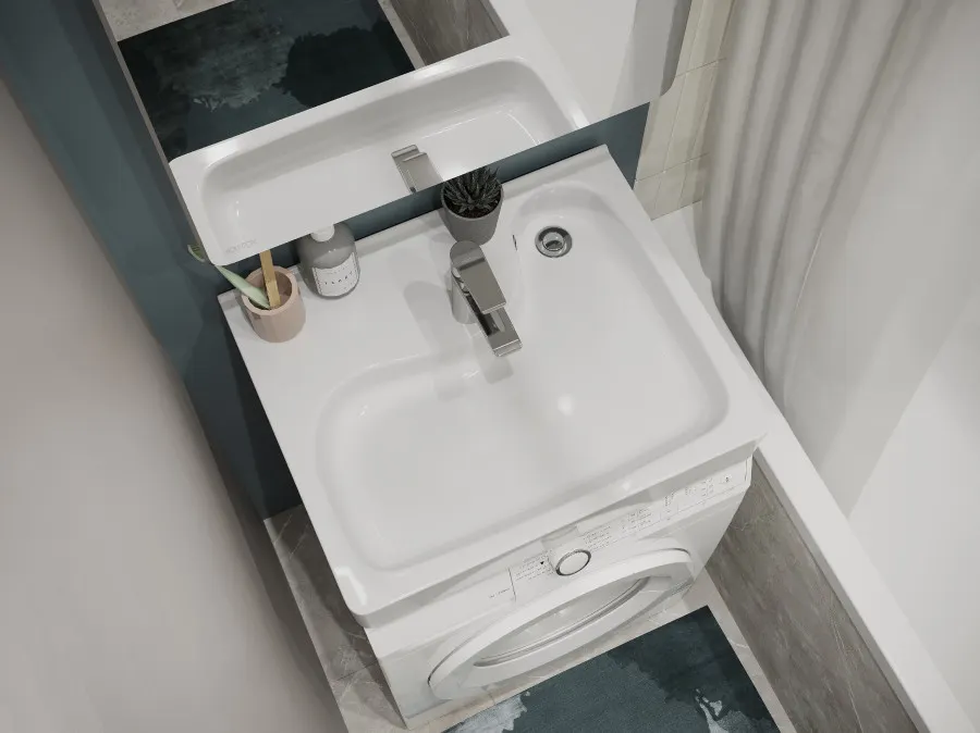 КЛИО Умывальник 51,5/63 см. над стир.машиной, хр.кольцо, САНТЕК 1WH501769 — фото 3, Раковины подвесные