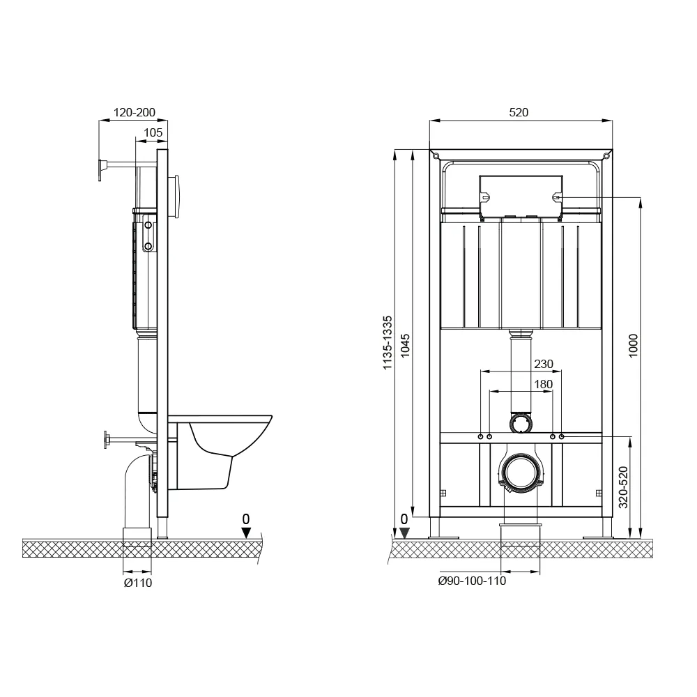 SET Инсталляция Sava Fix Slim + клавиша смыва BETTOSERB золото матовое BRICKS SET40006483 — фото 1, Инсталляции для унитазов