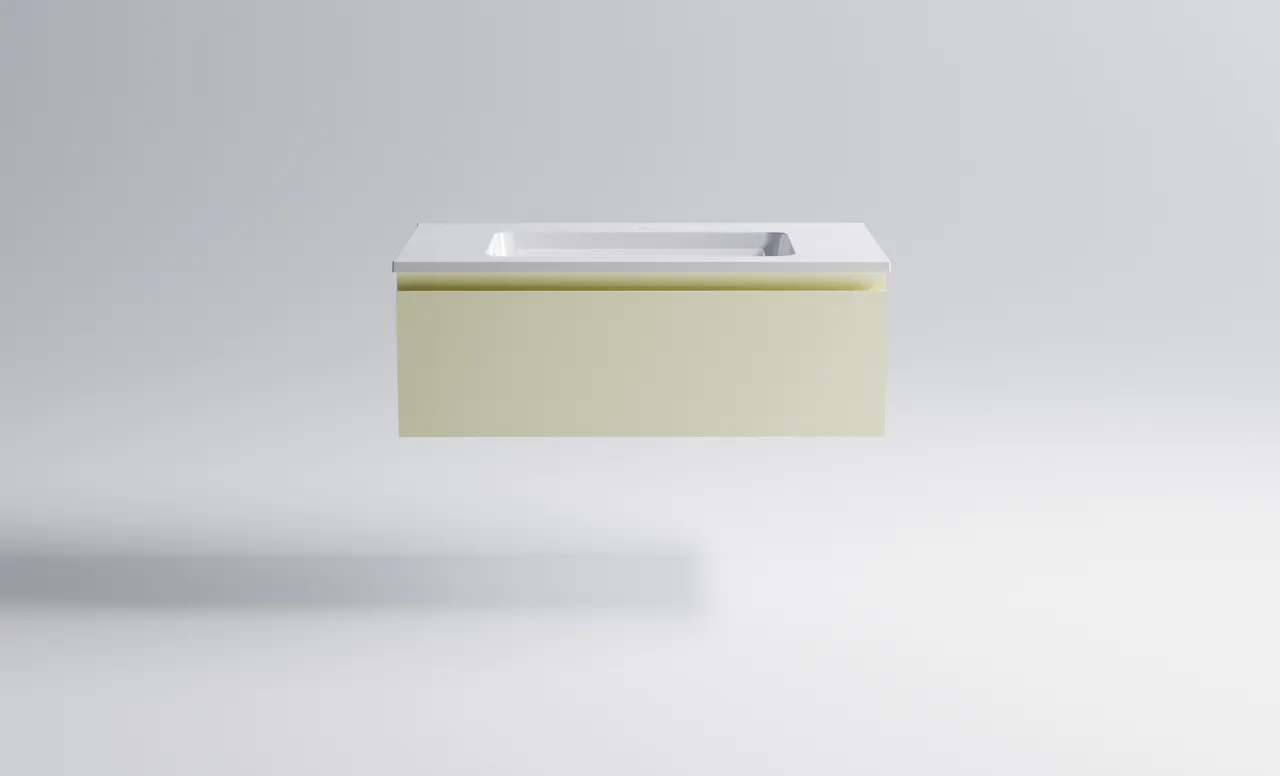 Нижний шкаф Альфа 90 с 1 ящиком бежевый (RAL1013 матовый) + Раковина "Альфа 90" 03060006ral1013+04010008 — фото 2, Тумбы с раковиной