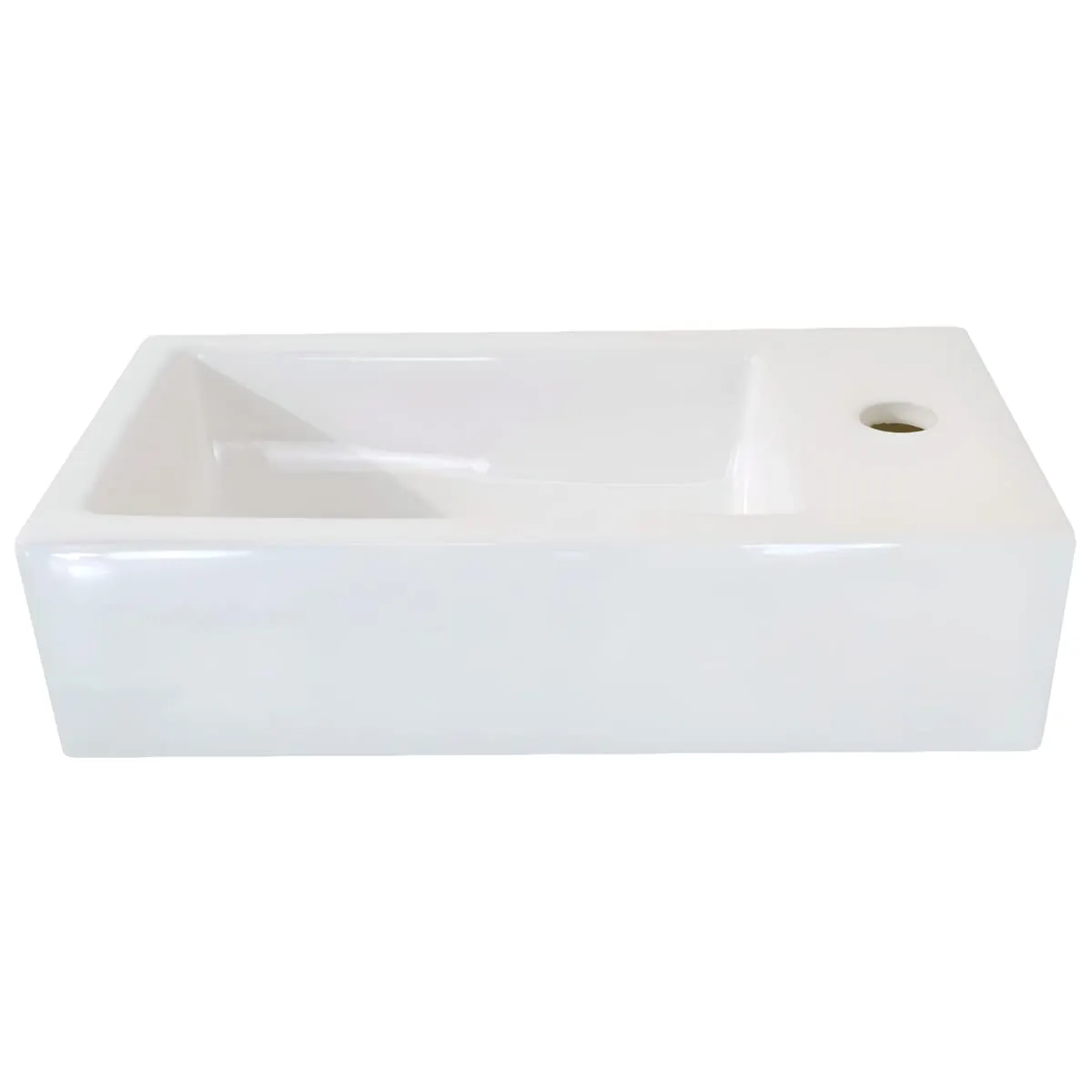 Раковина маленькая GS, 45x25x12 cm, отверстие справа. белая керамика 32577 — фото 2, Раковины