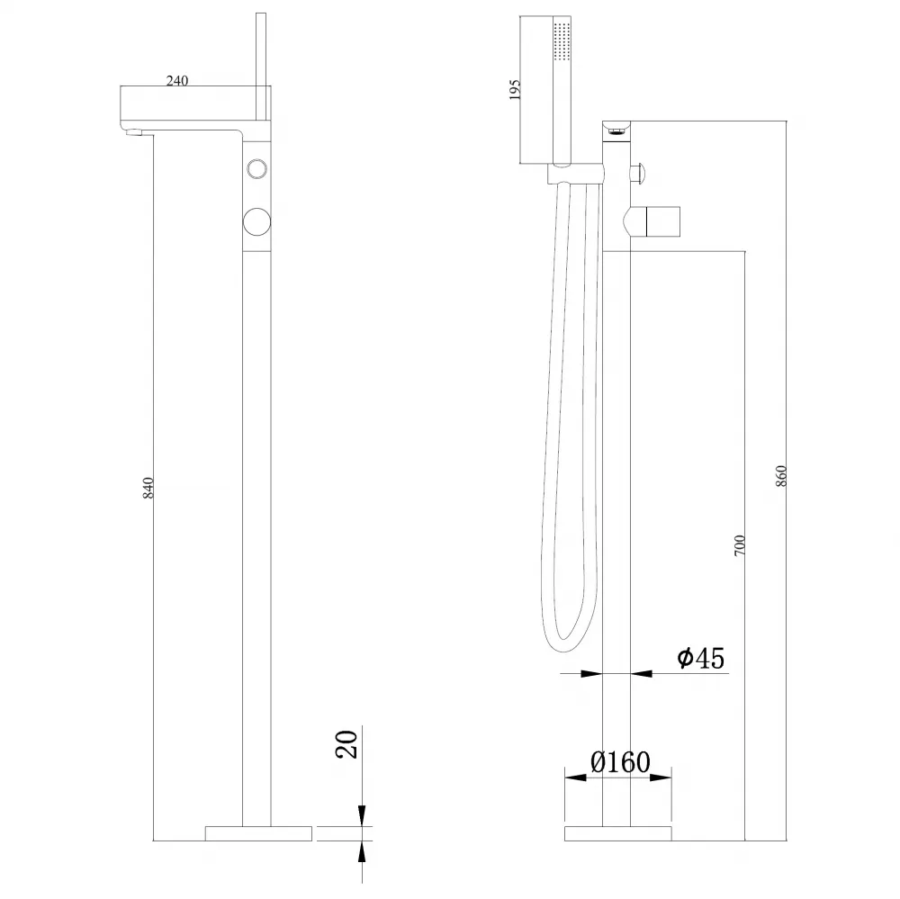Смеситель ABBER Rund AF8715MRG напольный, розовое золото матовое — фото 3, Смесители напольные