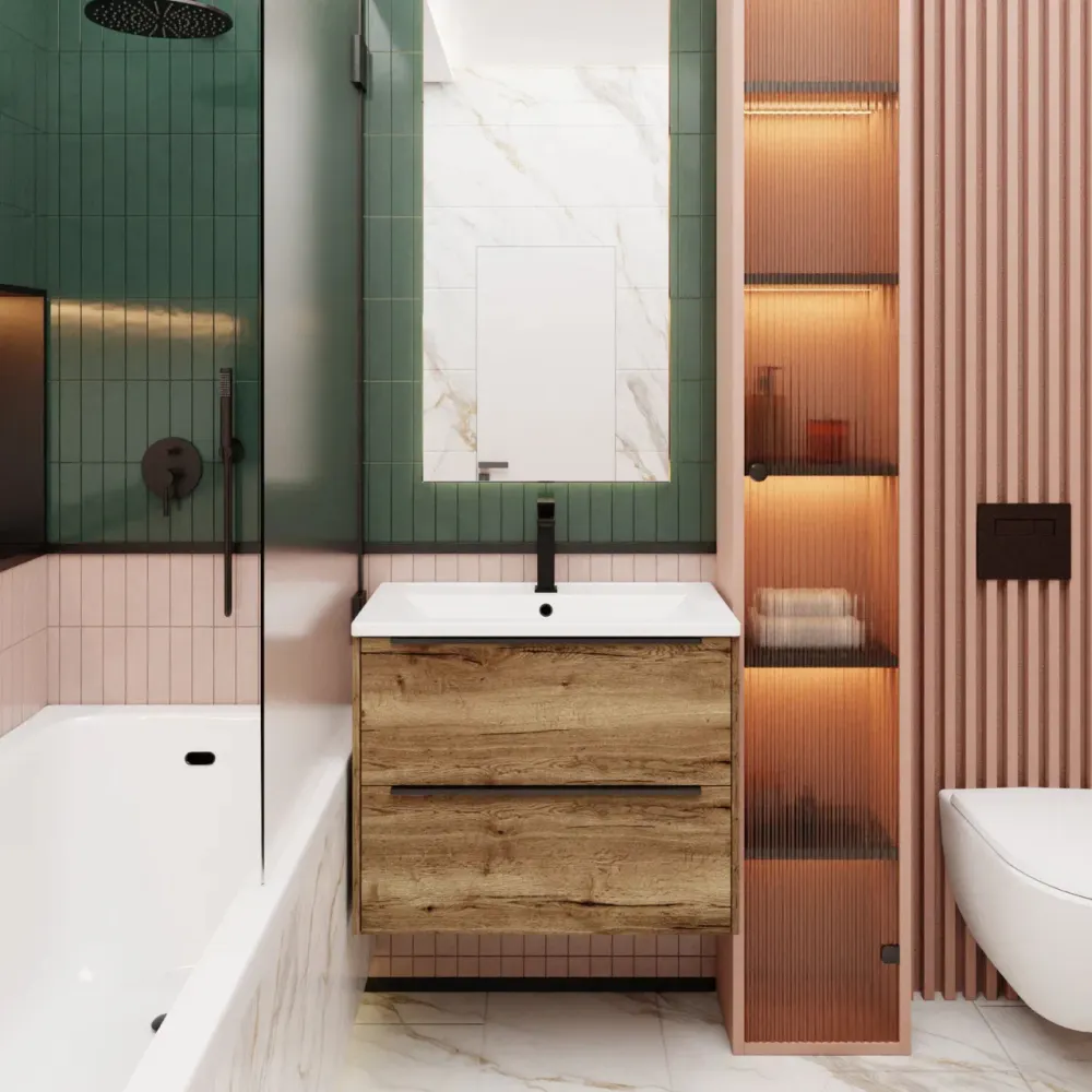 Товар: Тумба под раковину подвесная La Fenice Tesoro FNC-01-TES-DGT-100-2, табак - фото 3 Тумба под раковину подвесная La Fenice Tesoro FNC-01-TES-DGT-100-2, табак — фото 3, Тумбы под раковину