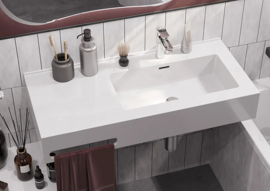 Раковина КВАДРО Про 100, правая 1A733231QA01R — фото 4, Раковины