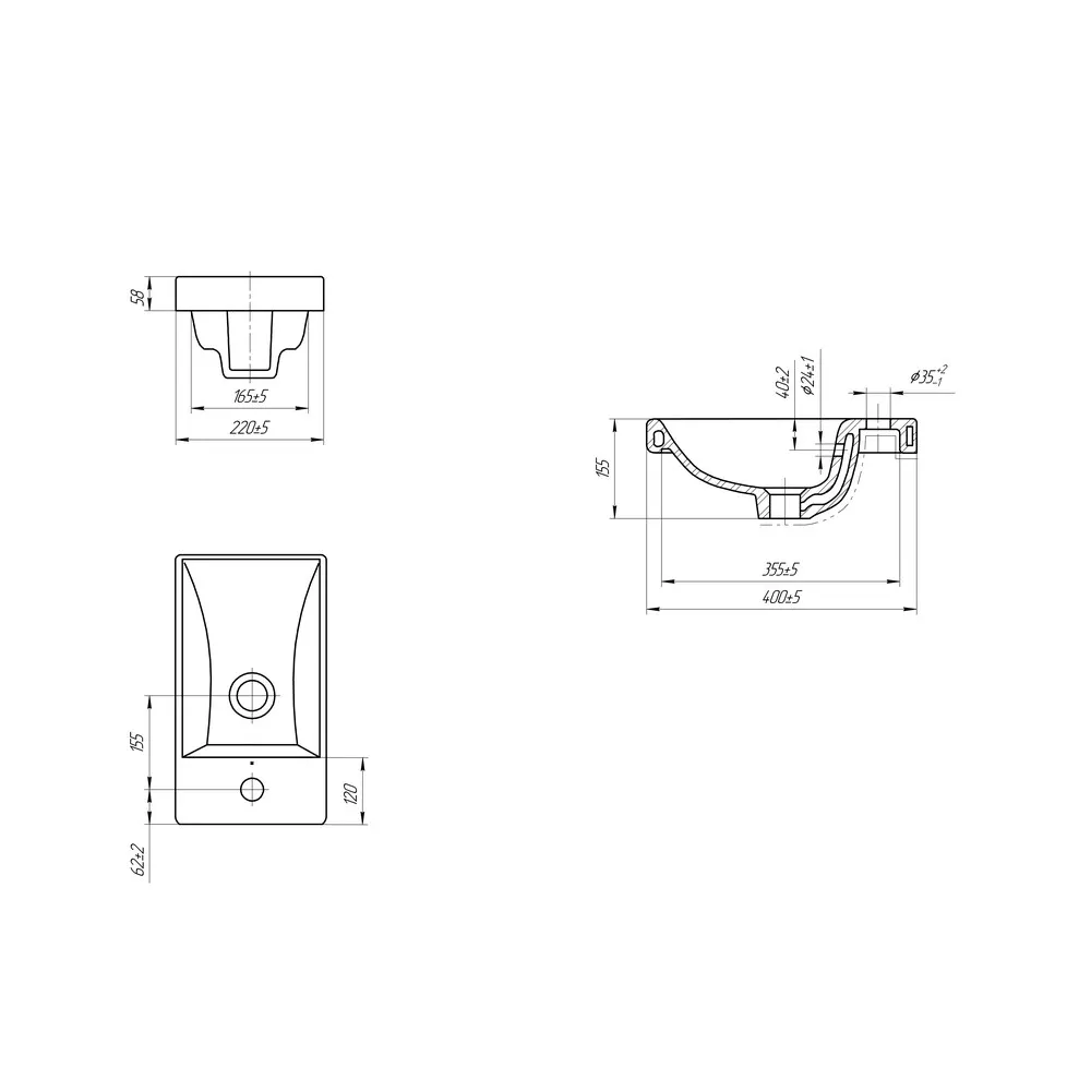 Раковина Cersanit MODUO UM-MOD40/1, белый — фото 2, Раковины