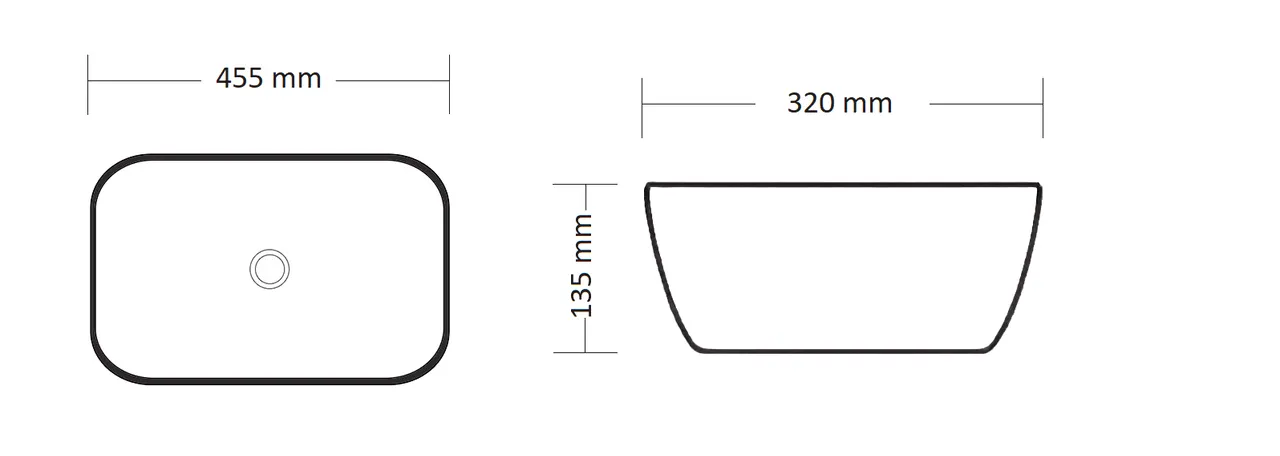 Раковина CR8215MMB накладная, мрамор матовый черный, прямоугольная 455х320х135 Ceruttispa — фото 3, Раковины накладные
