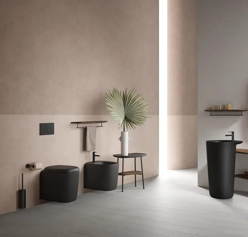 7830B483-0075 Plural Rim-Ex безободковый подвесной унитаз без сиденья черный матовый — фото 1, Подвесные унитазы