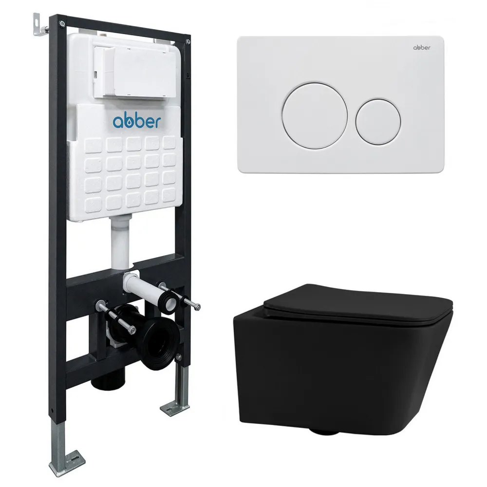 Товар: Комплект подвесной унитаз ABBER Rechteck AC1201MB черный матовый с инсталляцией AC0105 и кнопкой AC0121MW белая матовая AC1201MB-AC0105-AC0121MW - фото 1 Комплект подвесной унитаз ABBER Rechteck AC1201MB черный матовый с инсталляцией AC0105 и кнопкой AC0121MW белая матовая AC1201MB-AC0105-AC0121MW — фото 1, Комплекты унитаз + инсталляция