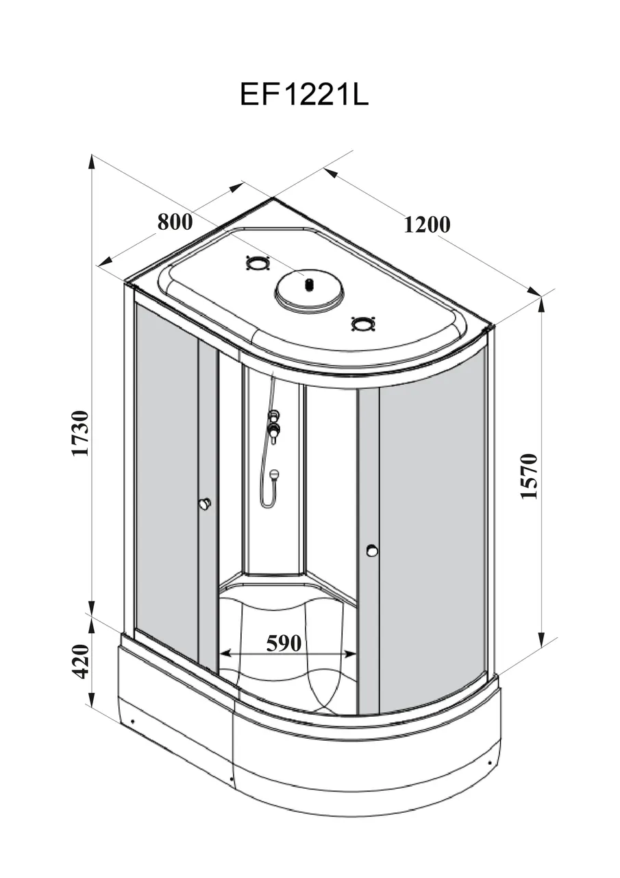 Кабина EF1221L душевая PARLY — фото 3, Душевые кабины