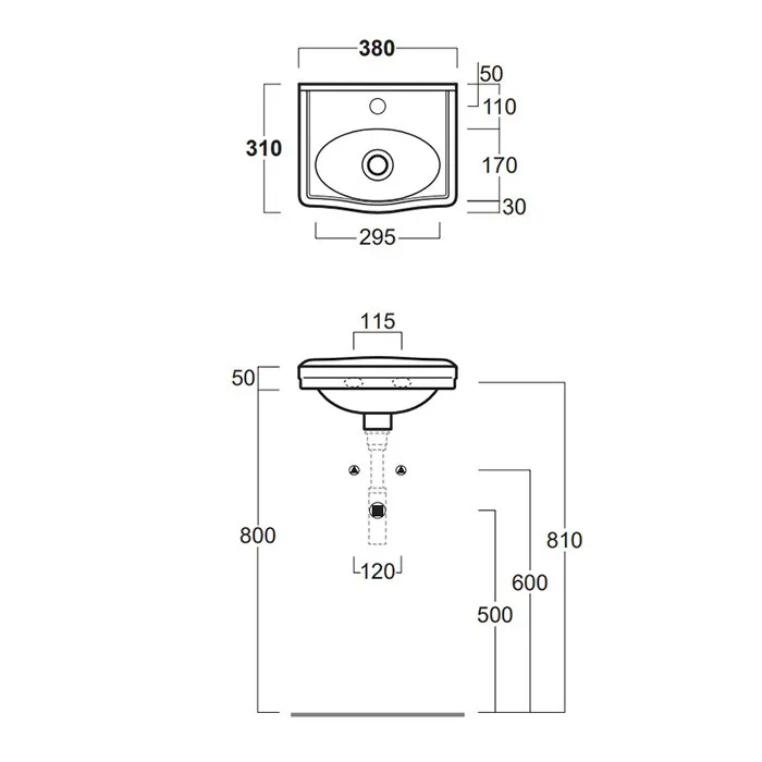 Раковина SIMAS LONDRA подвесная с одним отверстием цвет белый LO944 — фото 2, Раковины подвесные