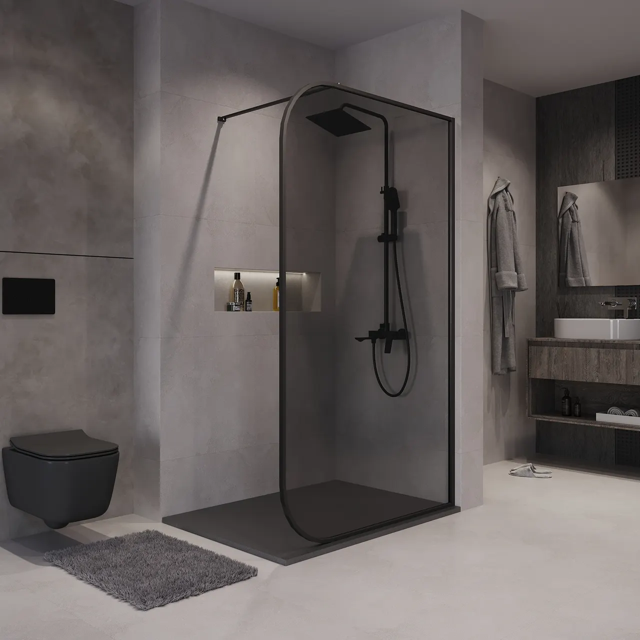 Товар: Душевая перегородка Niagara Nova NG-689-10TBLACK (100х200) черный матовый,стекло тонированное,1 место - фото 4 Душевая перегородка Niagara Nova NG-689-10TBLACK (100х200) черный матовый,стекло тонированное,1 место — фото 4, Душевые перегородки