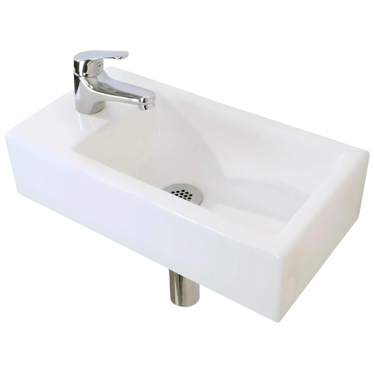 Раковина маленькая GS, 45x25x12 cm, отверстие слева. белая керамика 32266 — фото 10, Раковины