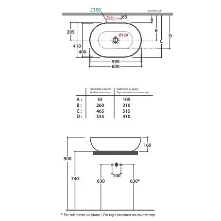 Товар: Раковина GLOBO T-EDGE накладная цвет белый матовый B6O60BO - фото 3 Раковина GLOBO T-EDGE накладная цвет белый матовый B6O60BO — фото 3, Раковины