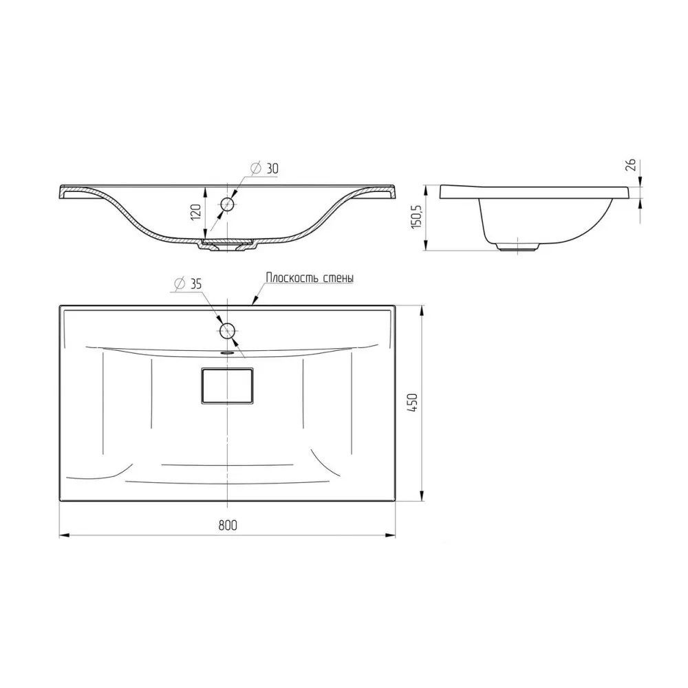 Раковина Paola Elegante 800, белый — фото 2, Раковины