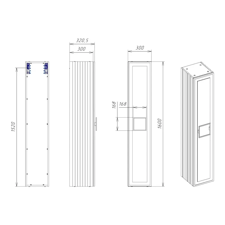 Пенал подвесной La Fenice Cubo FNC-05-CUB-C-30, бежевый — фото 2, Пеналы для ванной комнаты