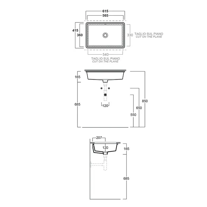 Раковина SIMAS AGILE под столешницу без отверстий цвет черный S60.NE — фото 3, Раковины встраиваемые снизу