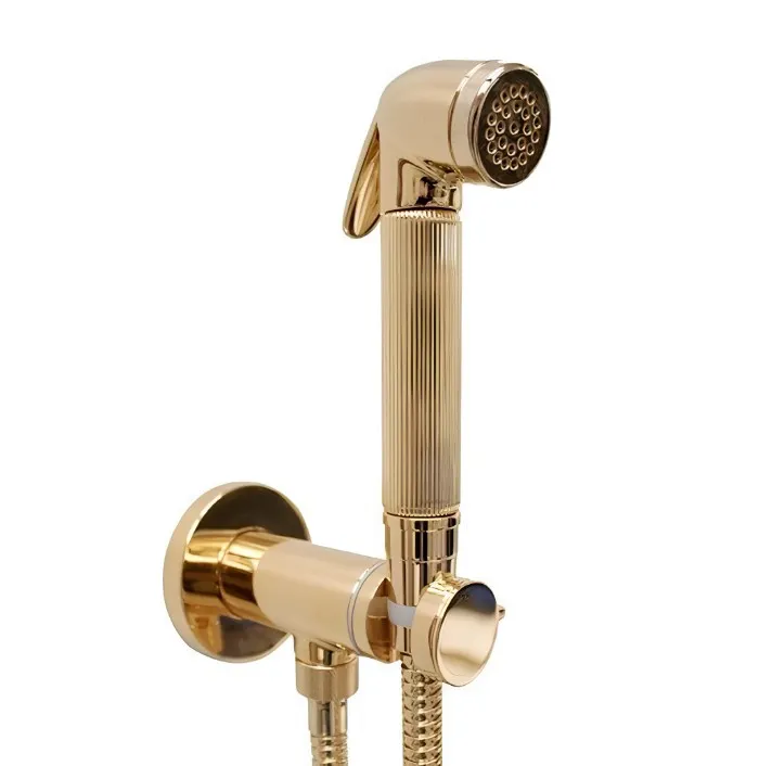 Гигиенический душ Bossini Nikita E37008B.043 c прогрессивным смесителем со встраиваемой частью цвет золото сатинированное — фото 4, Гигиенические души