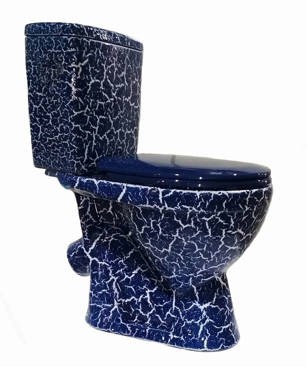 ЛИРА Унитаз-компакт наклон. вып., с арматурой, сиденьем, креплением,синий кракелюр ROSA Вн УнСК10 — фото 1, Напольные унитазы