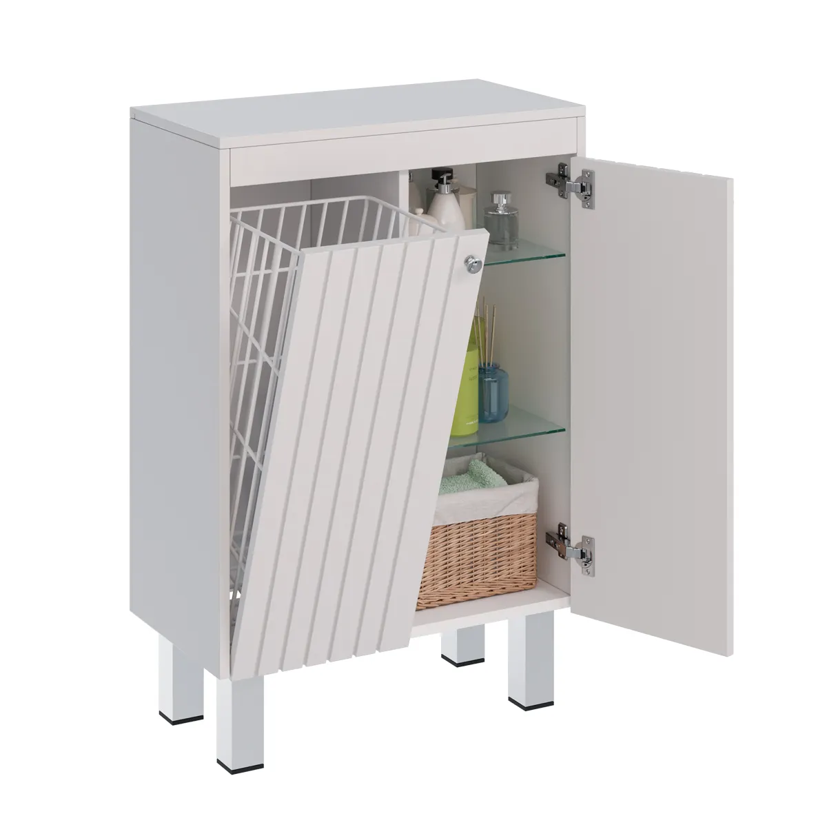 Товар: Шкаф Lemark ROMANCE 60 см подвесной/напольный, с откидной корзиной для белья, цвет корпуса, фасада: LM07R35N-SH - фото 5 Шкаф Lemark ROMANCE 60 см подвесной/напольный, с откидной корзиной для белья, цвет корпуса, фасада: LM07R35N-SH — фото 5, Шкафы для ванной