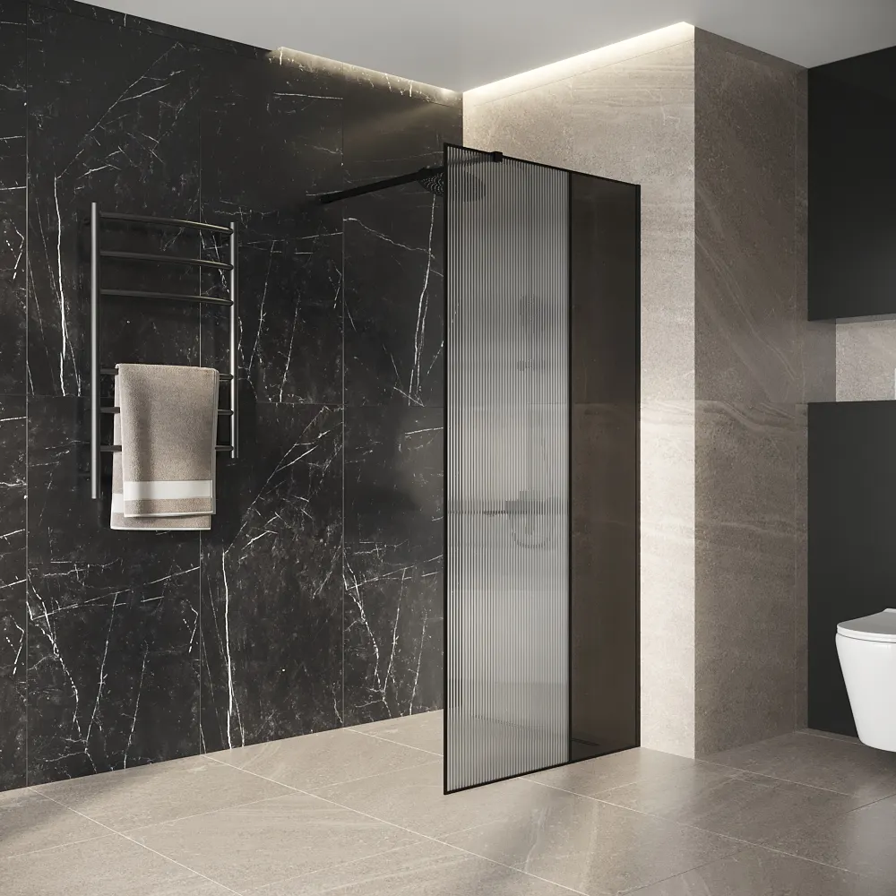 Товар: Душевая перегородка Niagara Nova NG-481-10FBLACK (100х200) черный матовый,стекло рифленое/тонированное,1 место - фото 2 Душевая перегородка Niagara Nova NG-481-10FBLACK (100х200) черный матовый,стекло рифленое/тонированное,1 место — фото 2, Душевые перегородки