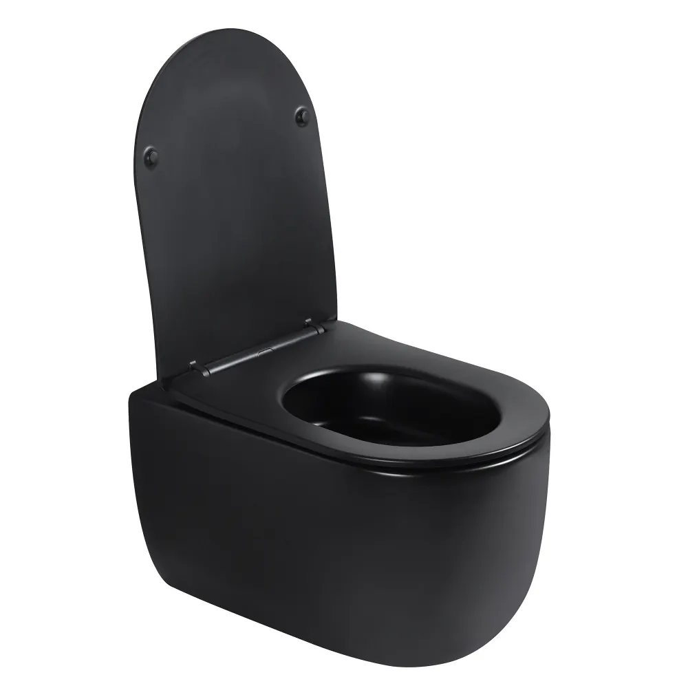 Унитаз ABBER Bequem AC1104TMB подвесной черный матовый, безободковый, смыв торнадо — фото 8, Подвесные унитазы