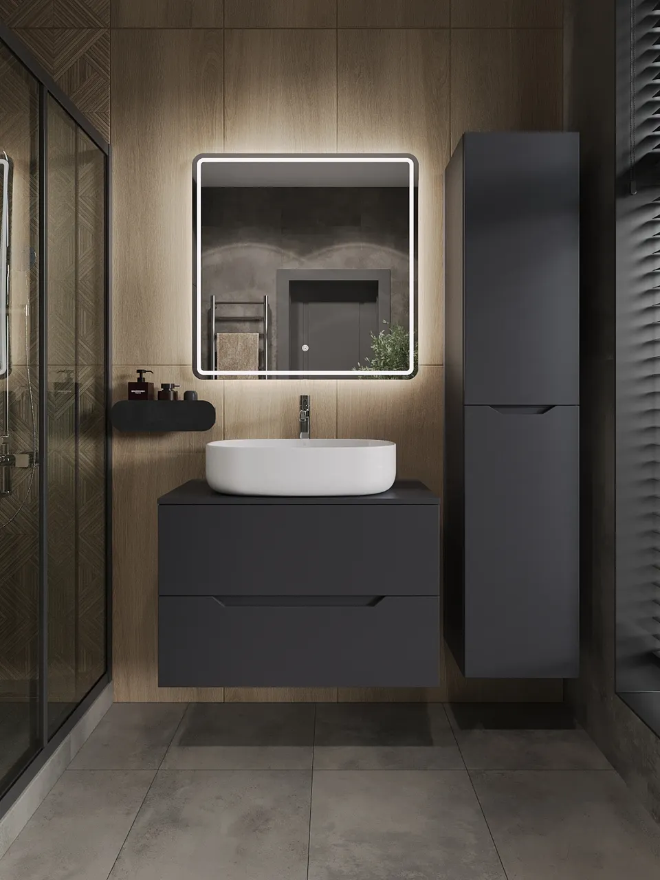 Товар: Orange Line Li-80TugMDF+B08-600W тумба с раковиной подвесная 80 см, графит/белый Li-80TugMDF+B08-600W - фото 5 Orange Line Li-80TugMDF+B08-600W тумба с раковиной подвесная 80 см, графит/белый Li-80TugMDF+B08-600W — фото 5, Тумбы с раковиной