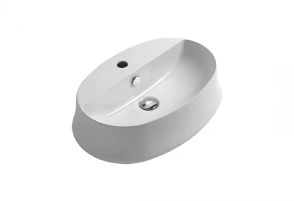 Раковина SIMAS SHARP накладная с одним отверстием цвет белый SH05 — фото 1, Раковины накладные