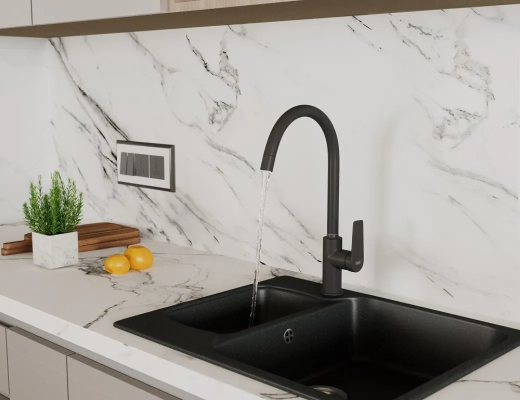 Товар: Смеситель для кухни D&K Bayern.Fürth DA1522405, черный - фото 1 Смеситель для кухни D&K Bayern.Fürth DA1522405, черный — фото 1, Смесители для кухни