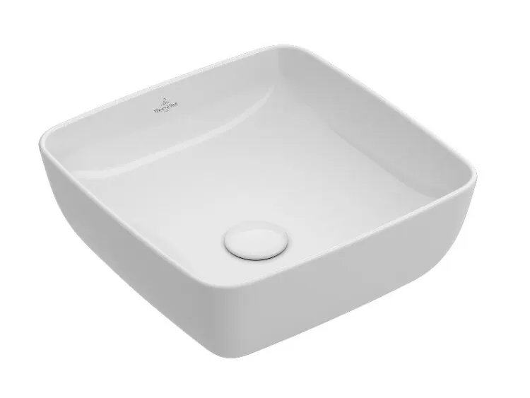 Раковина, Villeroy&Boch, Artis, ширина, мм-410, глубина, мм-410, высота, мм-125, тип установки-на столешницу, отверстия для смесителя-отсутствуют, материал-TitanCeram, вид грязеотталкивающего покрытия-CeramicPlus, цвет-альпийский белый 417841R1 — фото 1, Раковины