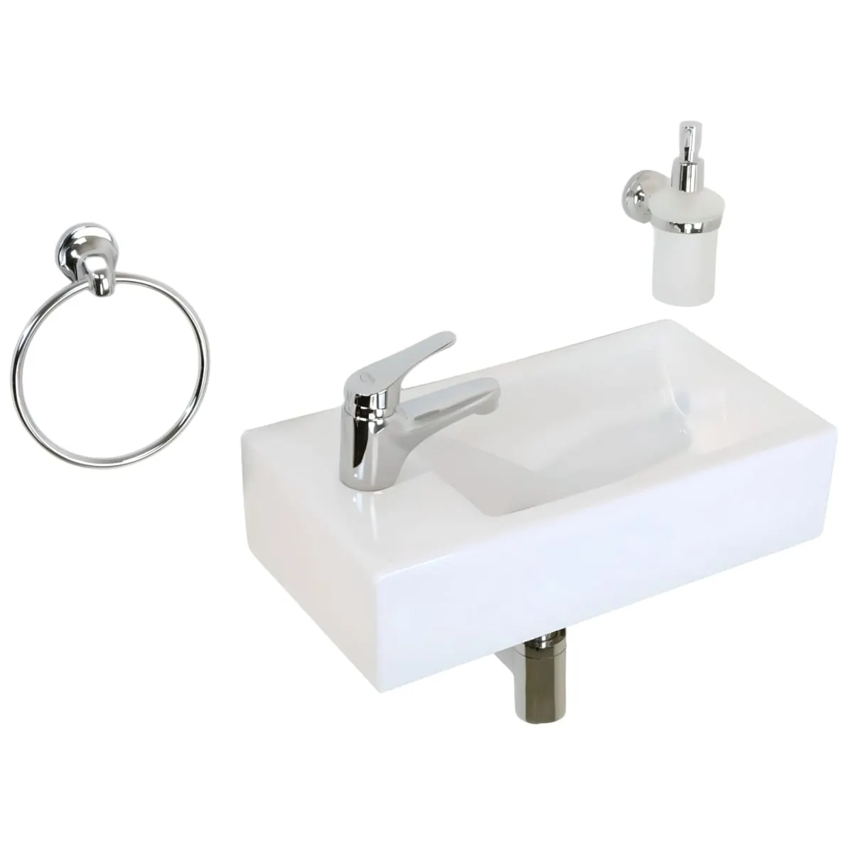 Раковина маленькая GS, 45x25x12 cm, отверстие слева. белая керамика 32266 — фото 15, Раковины