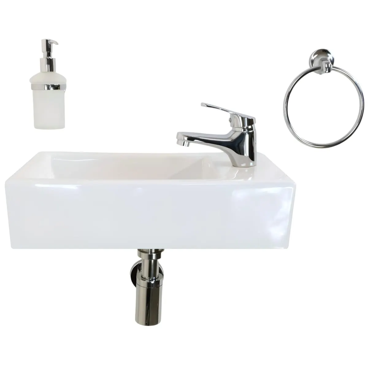 Раковина маленькая GS, 45x25x12 cm, отверстие справа. белая керамика 32577 — фото 5, Раковины