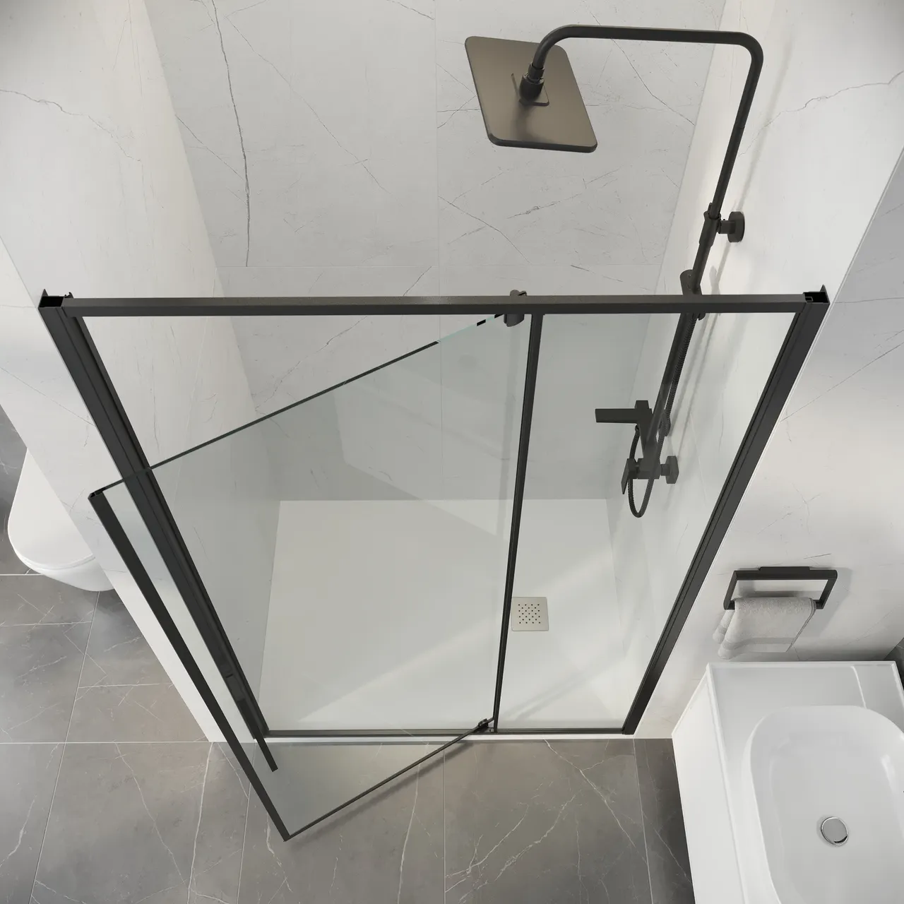 Товар: Дверь в нишу Niagara Nova NG-35-11AGR (110х195) распашная,графит,стекло прозрачное,1 место - фото 6 Дверь в нишу Niagara Nova NG-35-11AGR (110х195) распашная,графит,стекло прозрачное,1 место — фото 6, Душевые двери в нишу