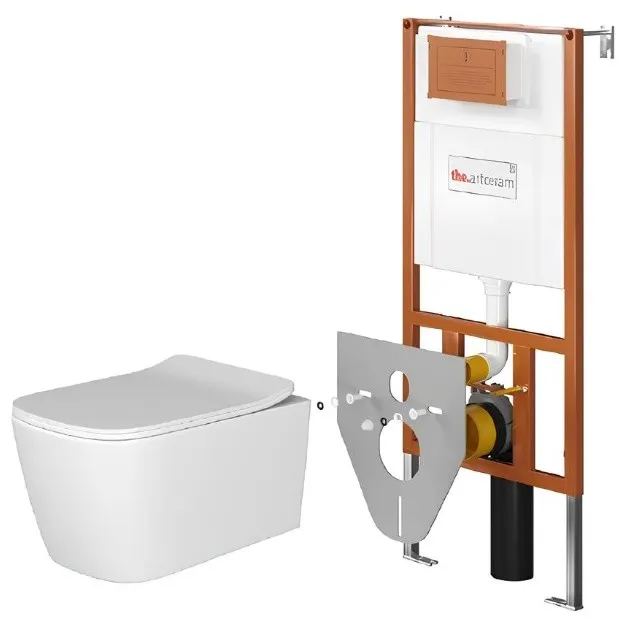 Комплект Artceram A16: унитаз ASV003 01 00 подвесной безободковый + сиденье + инсталляция 700.101.03 — фото 1, Комплекты унитаз + инсталляция