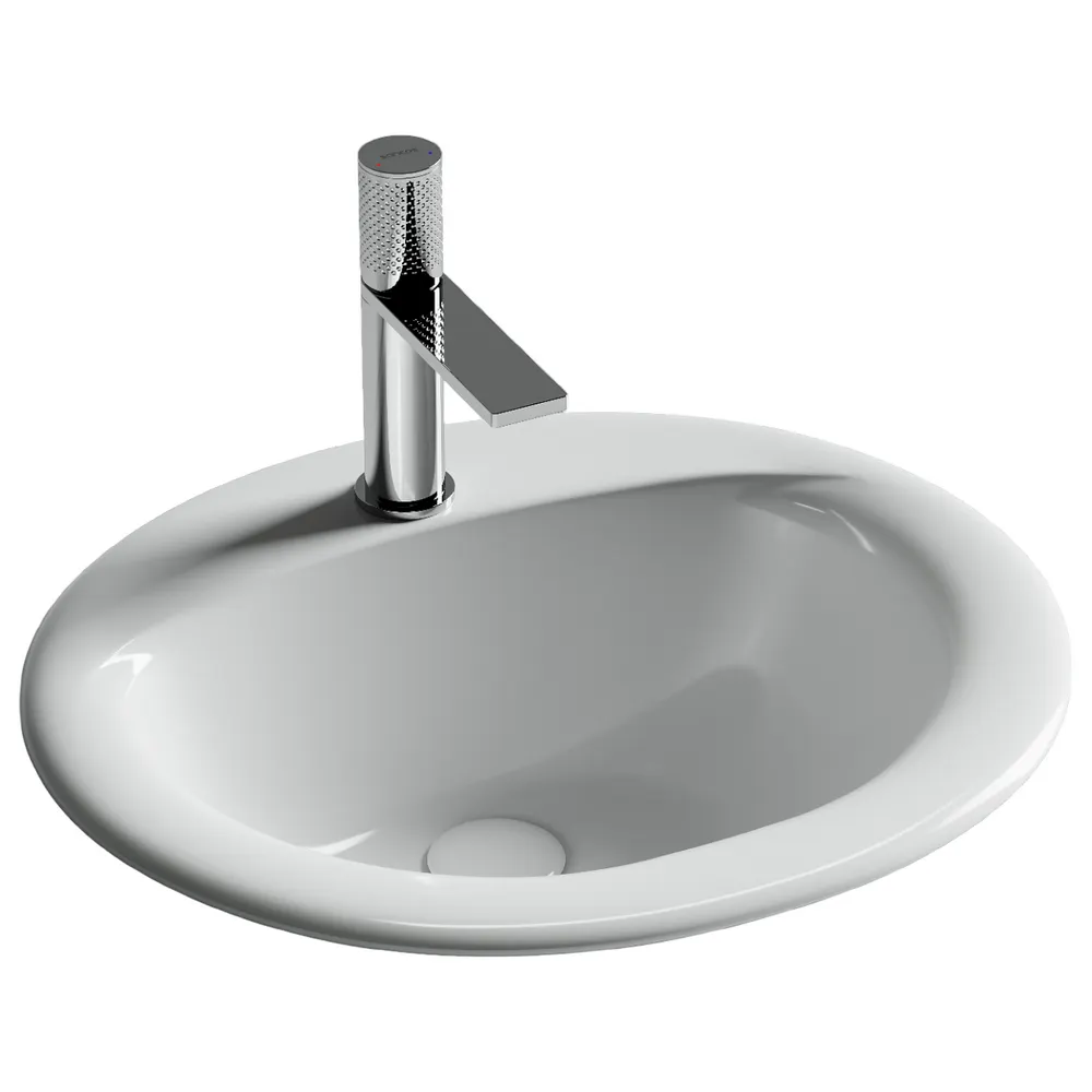 Раковина встраиваемая сверху CERAMICANOVA Sun овальная с переливом 515x455x200 мм цвет белый арт. CN6080 — фото 1, Раковины встраиваемые сверху