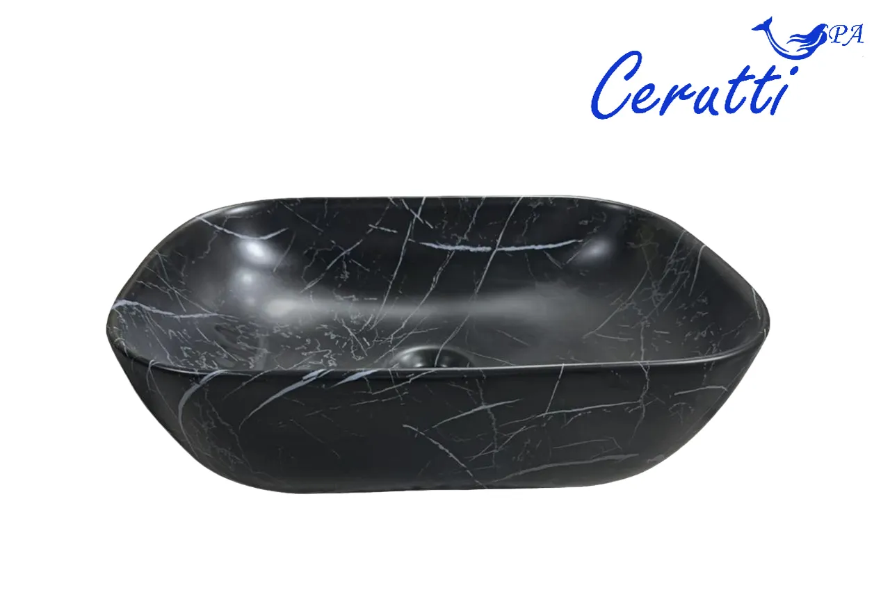 Раковина CR8215MMB накладная, мрамор матовый черный, прямоугольная 455х320х135 Ceruttispa — фото 2, Раковины накладные