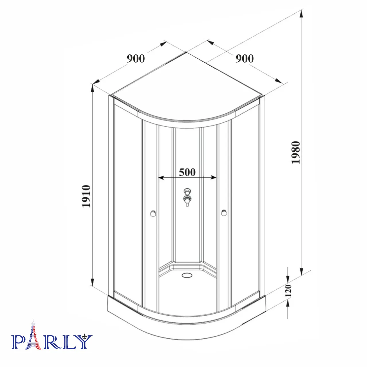 Кабина BETT931 душевая PARLY (90х90х210) — фото 6, Душевые кабины