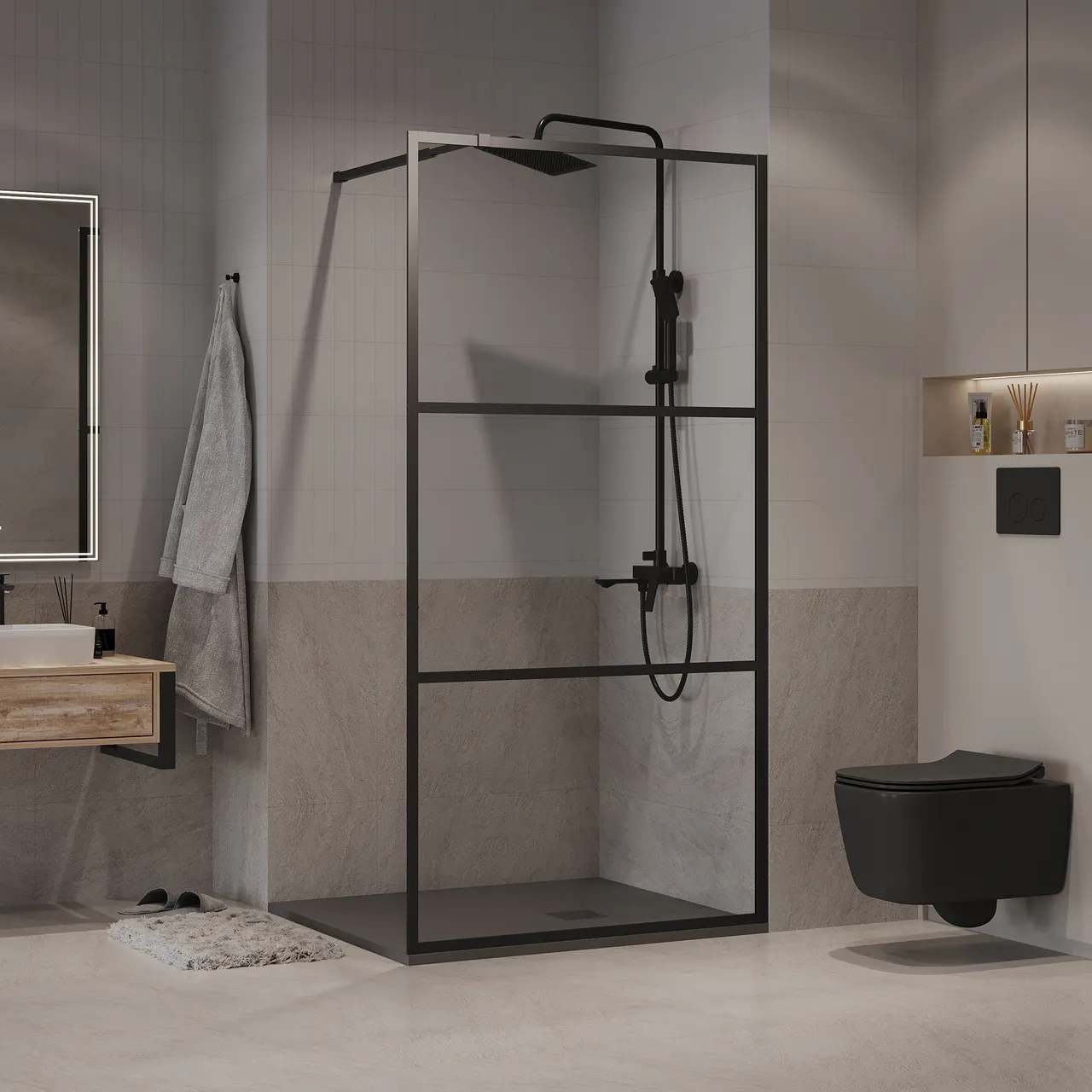 Товар: Душевая перегородка Niagara Nova NG-688-12BLACK (120х195) черный матовый,стекло прозрачное,1 место - фото 2 Душевая перегородка Niagara Nova NG-688-12BLACK (120х195) черный матовый,стекло прозрачное,1 место — фото 2, Душевые перегородки