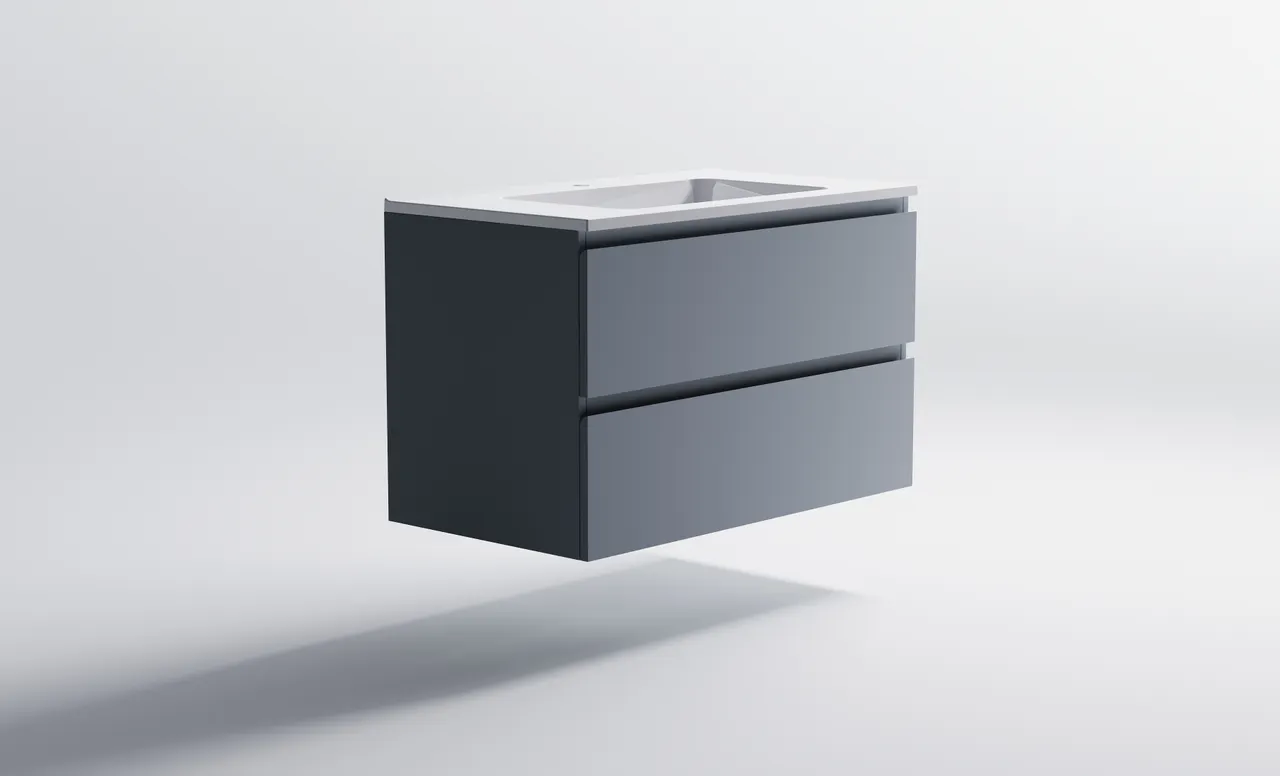 Товар: Нижний шкаф Альфа 90 с 2 ящиками серо-голубой (NCS S 3005-R80B матовый) + Раковина "Альфа 90" 3060007ncss3005-r80b+04010008 - фото 4 Нижний шкаф Альфа 90 с 2 ящиками серо-голубой (NCS S 3005-R80B матовый) + Раковина "Альфа 90" 3060007ncss3005-r80b+04010008 — фото 4, Тумбы с раковиной