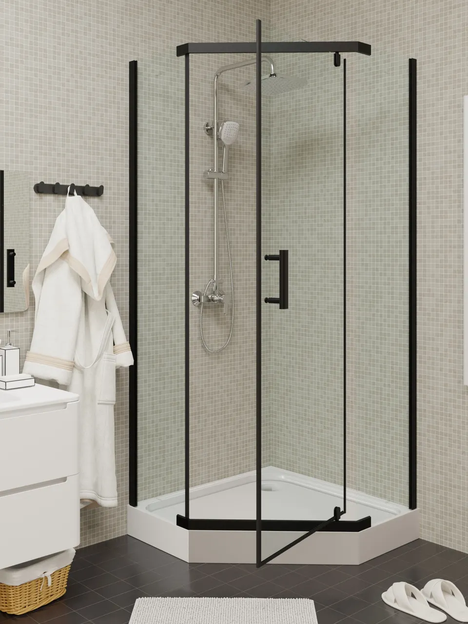 Товар: Уголок ZPE911BE душевой PARLY с поддоном (90х90х190) - фото 3 Уголок ZPE911BE душевой PARLY с поддоном (90х90х190) — фото 3, Душевые уголки