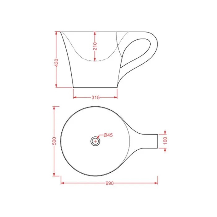 Раковина Artceram Cup накладная цвет белый/черный OSL005 01 50 — фото 2, Раковины накладные