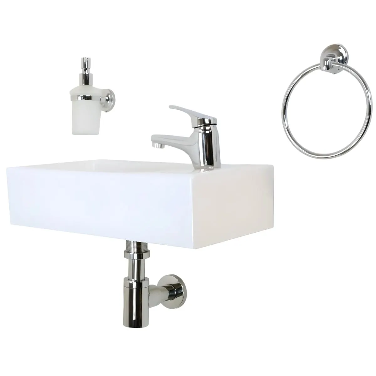 Раковина маленькая GS, 45x25x12 cm, отверстие справа. белая керамика 32577 — фото 6, Раковины