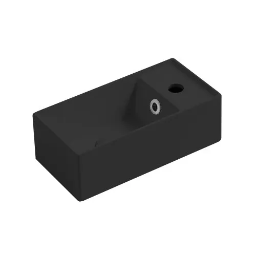 Раковина SIMAS AGILE подвесная или накладная с одним отверстием с полкой правой цвет черный матовый AG20.NM — фото 1, Раковины накладные
