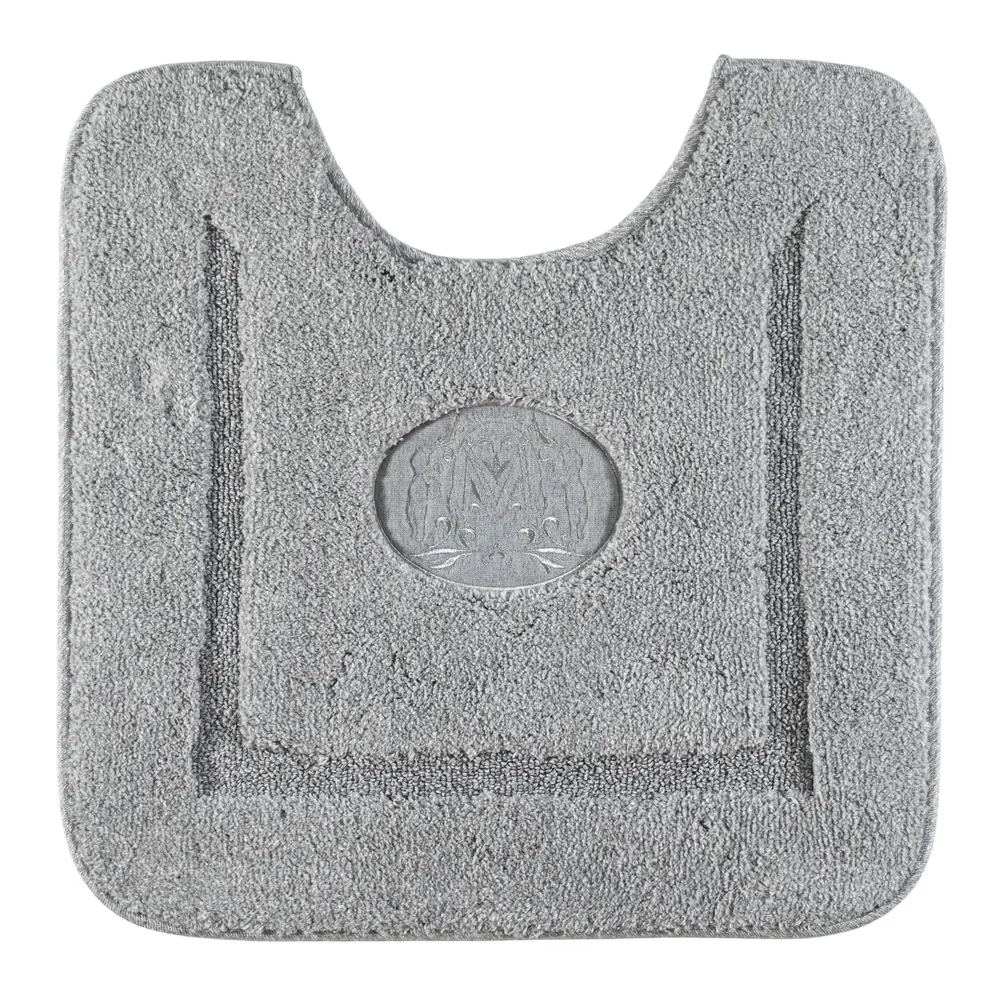 Коврик д/WC 60х60 см., вышивка логотип MIGLIORE, серый, окантовка серебро 30764 — фото 1, Коврики для ванной комнаты