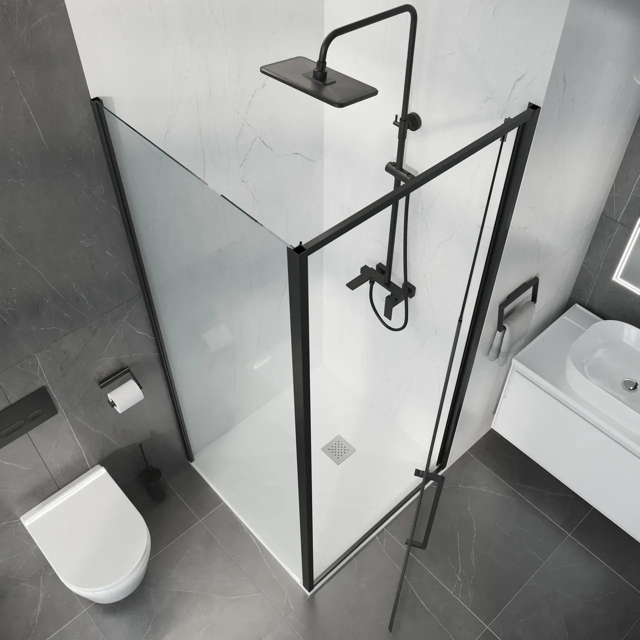 Товар: Душевое ограждение Niagara Nova NG-35-9AGR-A100GR-34 (90х100х195) прямоугольник,распашная,графит,стекло прозрачное,2 места - фото 6 Душевое ограждение Niagara Nova NG-35-9AGR-A100GR-34 (90х100х195) прямоугольник,распашная,графит,стекло прозрачное,2 места — фото 6, Душевые уголки