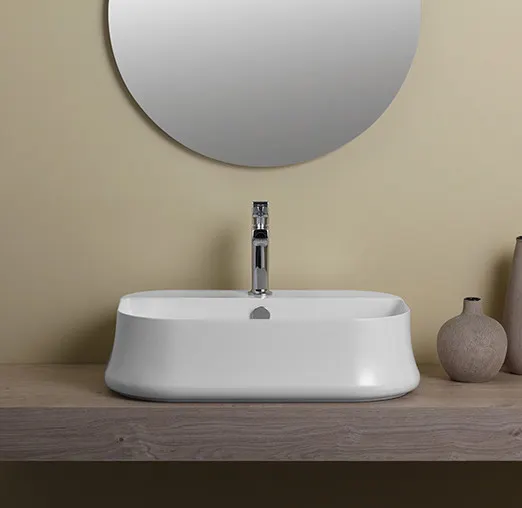 Раковина SIMAS SHARP накладная с одним отверстием цвет белый SH09 — фото 3, Раковины накладные