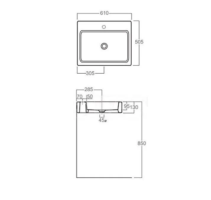 Раковина SIMAS FROZEN накладная для установки на консоль с одним намеченным отверстием в центре цвет белый U60 СНЯТО — фото 2, Раковины накладные